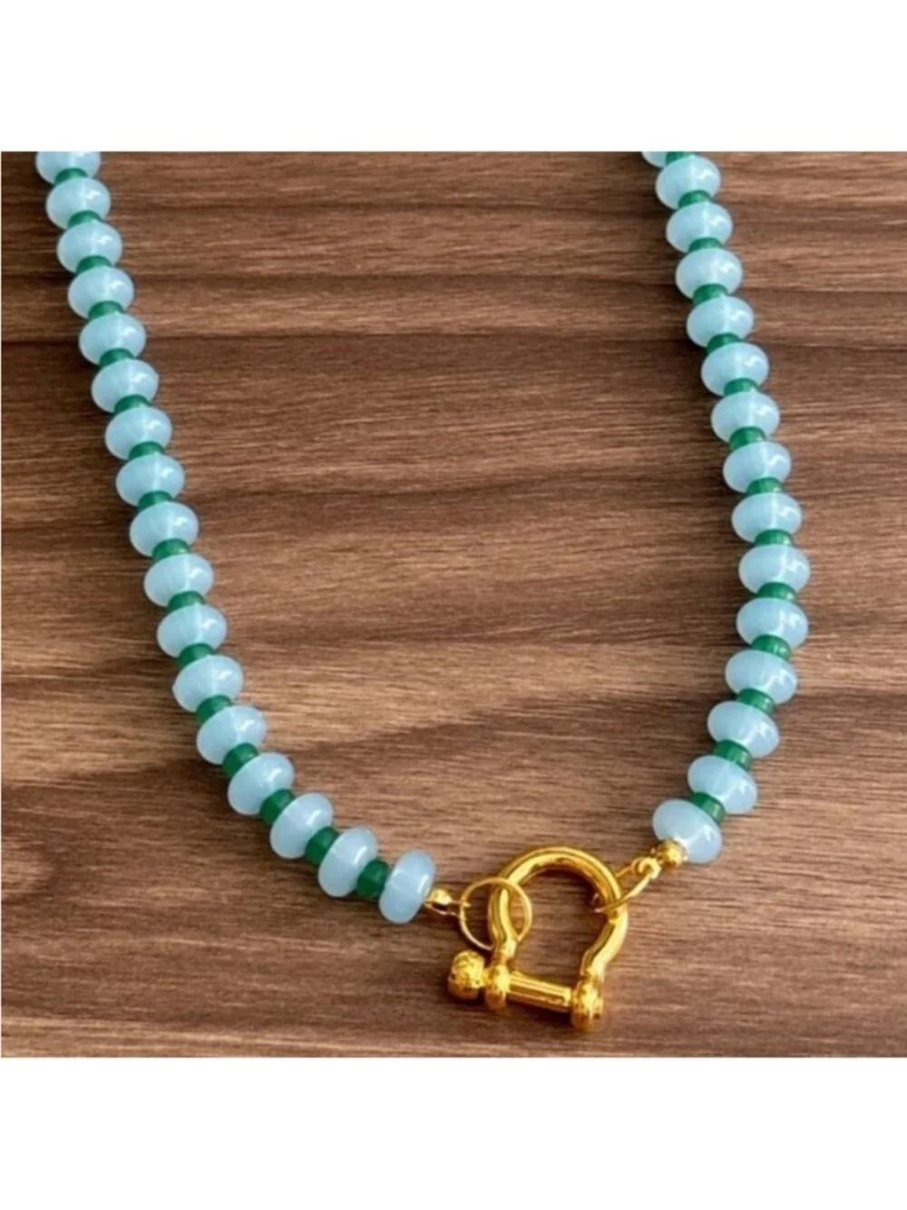 New! Blue Beaded Carabiner Necklace (1075) NWOT
